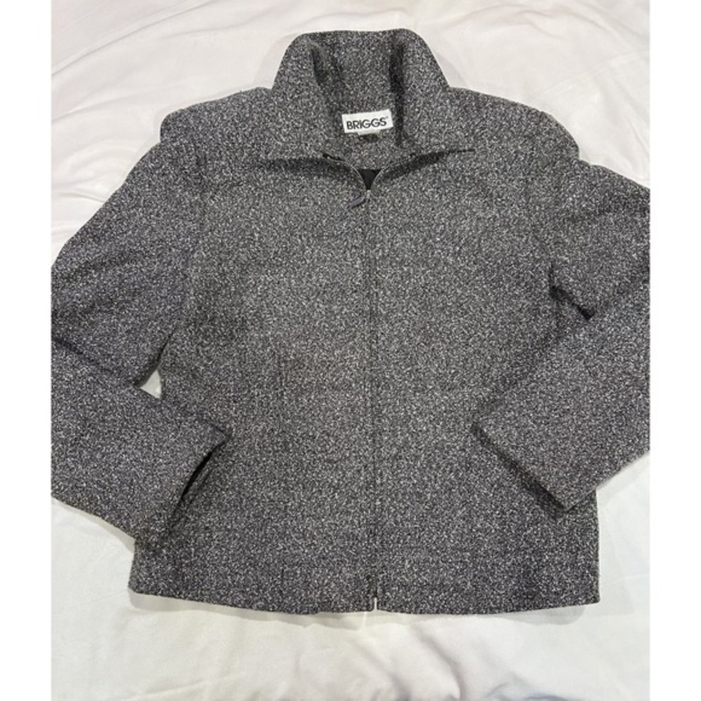 Briggs Women's Gray Jacket Plus Size 10‎ Full Zip Front Lined Career Collared